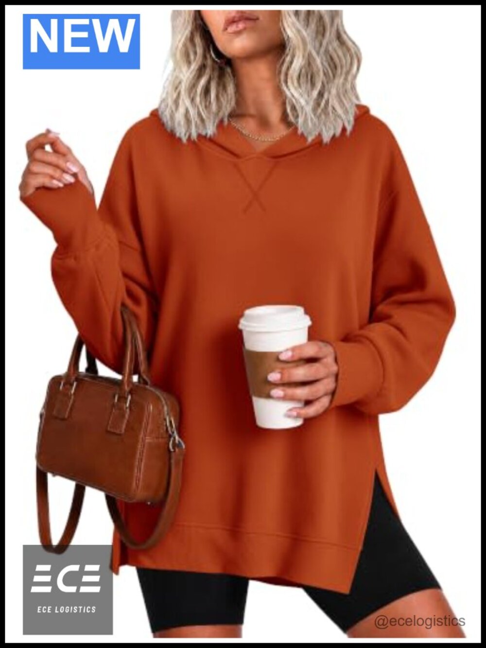 Oversized Fleece Hoodie Pullover Sweatshirt Thumb Hole Side Slit Tunic